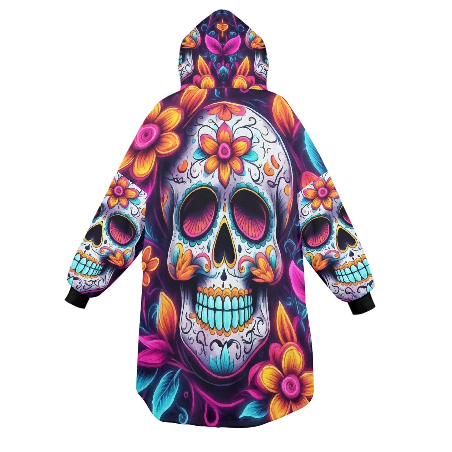 Blanket Hoodie personalized blankets hoodie that is a blanket Sugar Skull Día De Los Muertos Chicano Day of the Dead Mexico