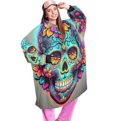 Sugar Skull Blanket Hoodie Día De Los Muertos Chicano Art