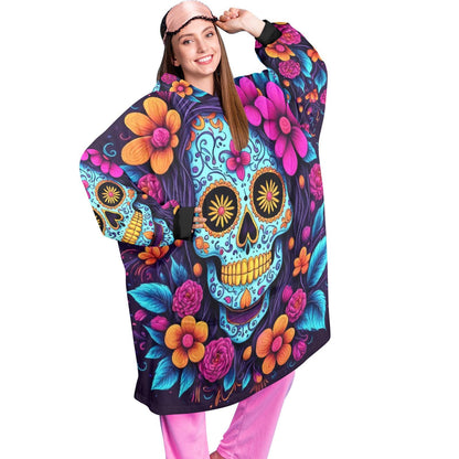 Sugar Skull Blanket Hoodie Día De Los Muertos Chicano Art