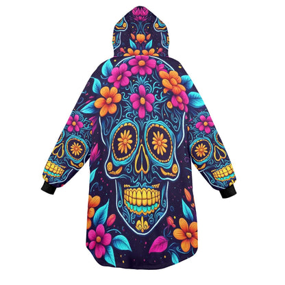 Sugar Skull Blanket Hoodie Día De Los Muertos Chicano Blanket