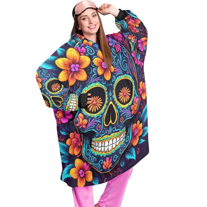 Blanket Hoodie personalized blankets hoodie that is a blanket Día De Los Muertos Chicano Day of the Dead Blanket Chicanos Sugar Skull