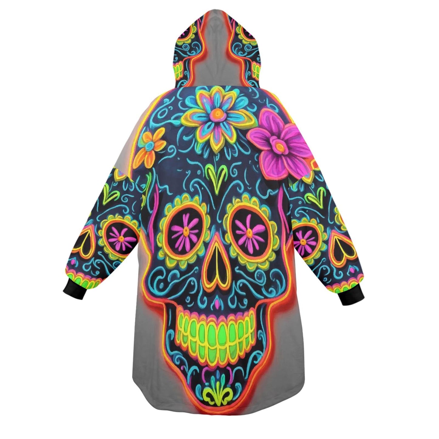 Blanket Hoodie personalized blankets hoodie that is a blanket Chicano Day of the Dead Chicanos Sugar Skull Blanket Día De Los Muertos
