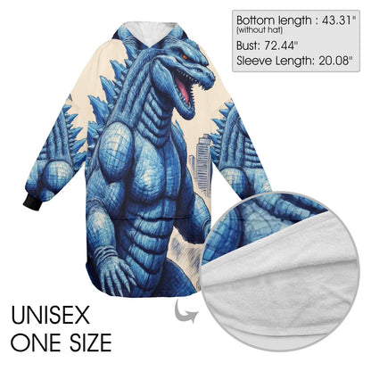Retro Godzilla Blanket Hoodie Personalized Kaiju Art