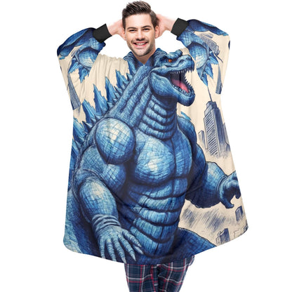 Retro Godzilla Blanket Hoodie Personalized Kaiju Art