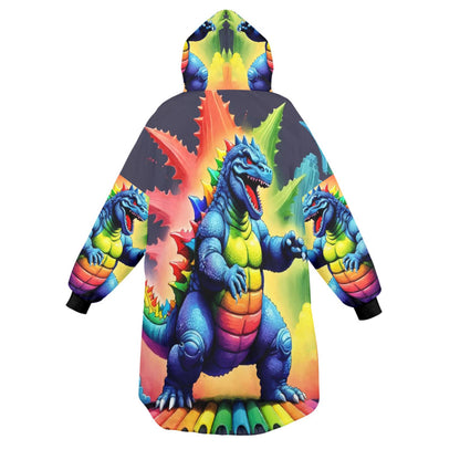 Retro Godzilla Blanket Hoodie Rainbow Kaiju Art Personalized