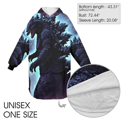 Godzilla Blanket Hoodie Retro Cartoon Comics Personalized Blanket
