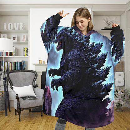 Godzilla Blanket Hoodie Retro Cartoon Comics Personalized Blanket
