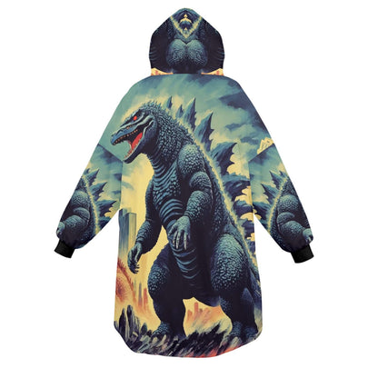 Godzilla Blanket Hoodie Retro Cartoon Fleece Loungewear