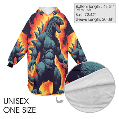 Godzilla Blanket Hoodie Retro Comics Kaiju Personalized Blanket