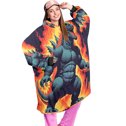 Godzilla Blanket Hoodie Retro Comics Kaiju Personalized Blanket