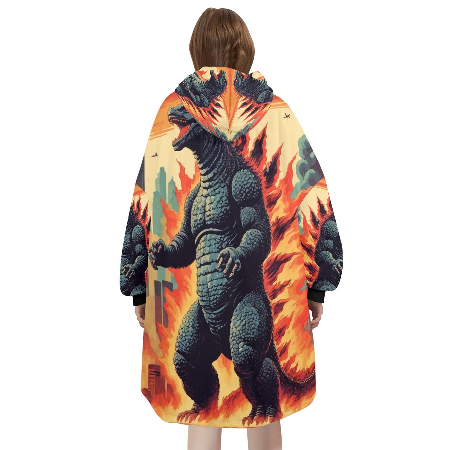 Godzilla Blanket Hoodie Retro Kaiju Comics Personalized Blanket