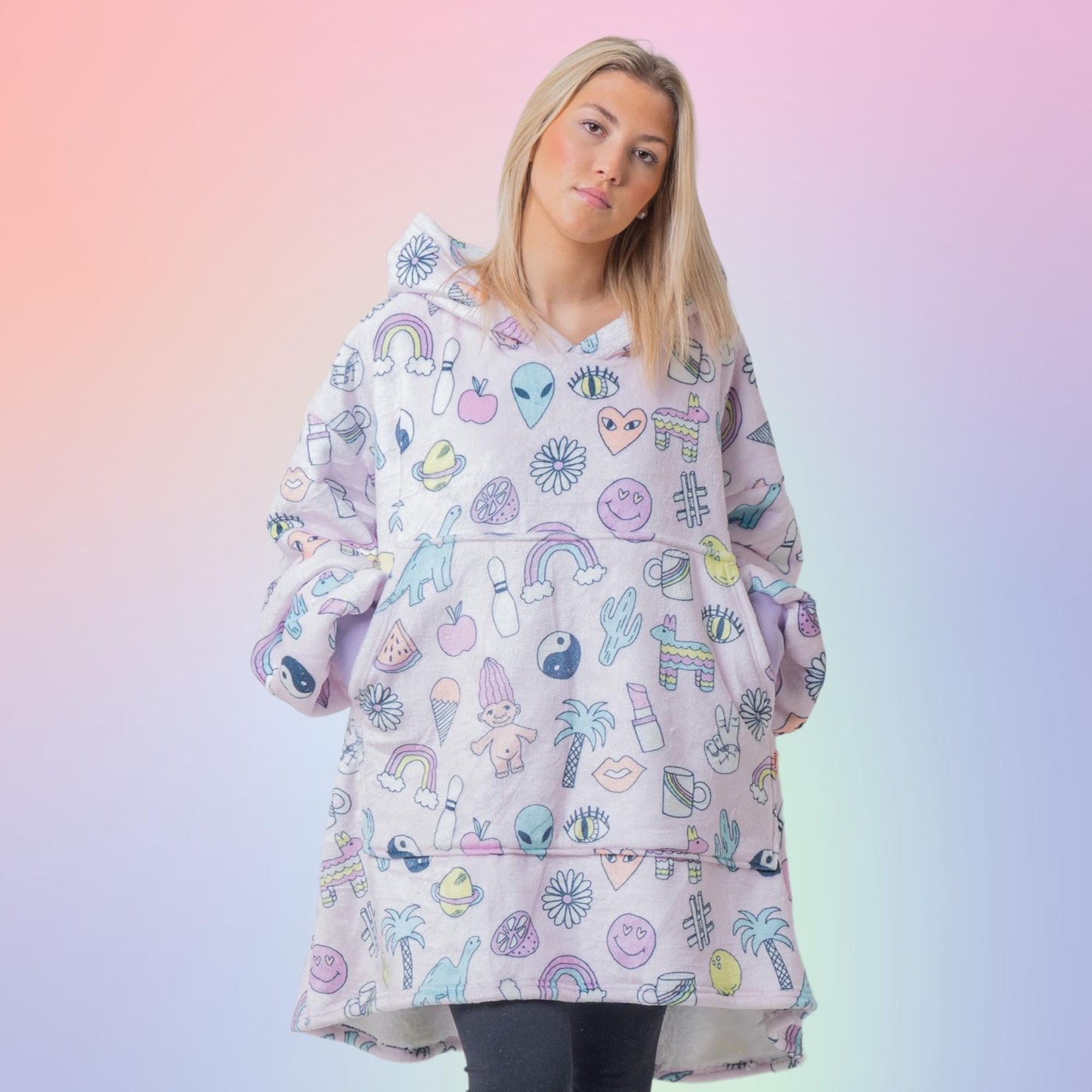 90s Y2K Troll Hoodie Blanket Oversized Thick Sherpa Hoodie Snugclub One Size