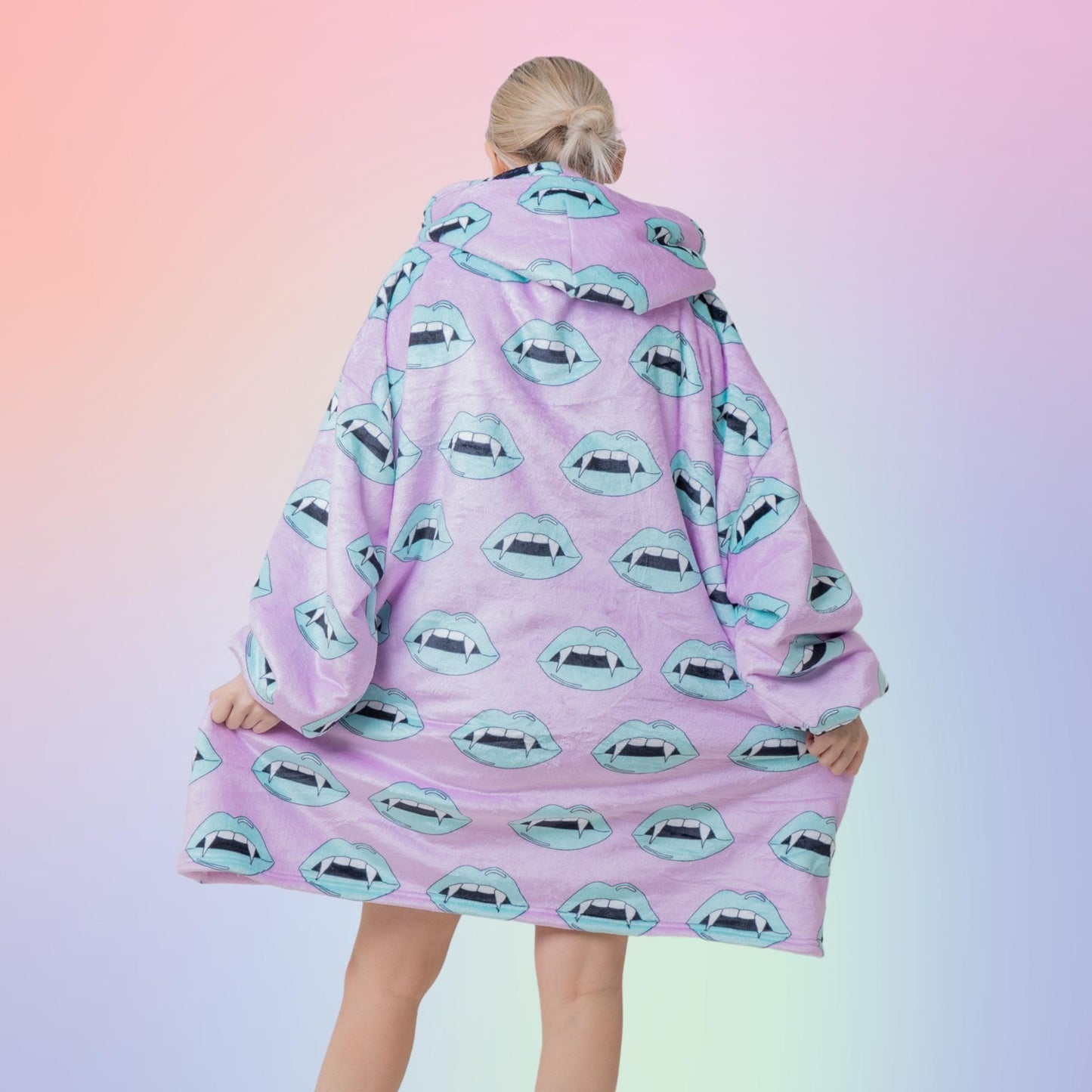 Vampire Lips Hoodie Blanket Oversized Thick Sherpa Hoodie Snugclub One Size