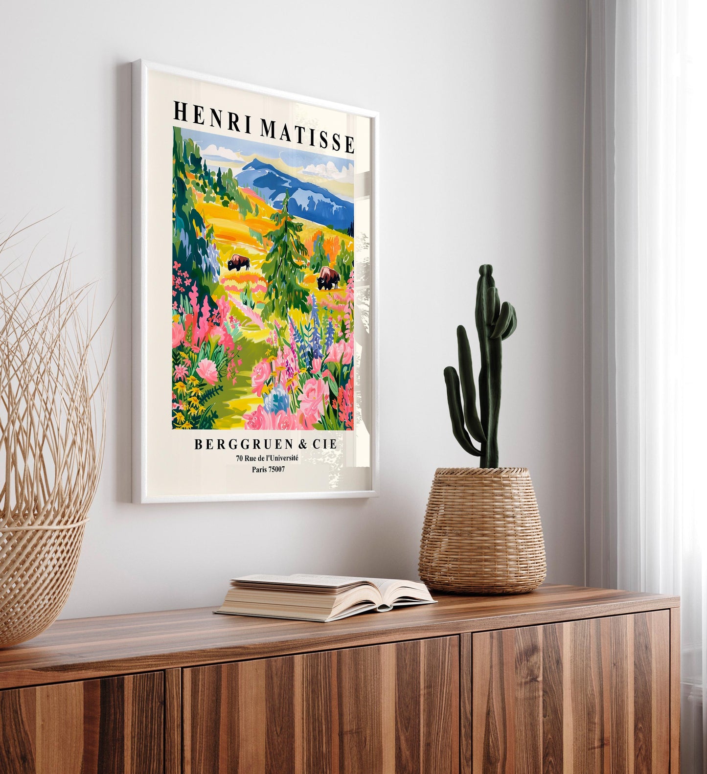 Yellowstone National Park Poster: Matisse Style Bison Art Print