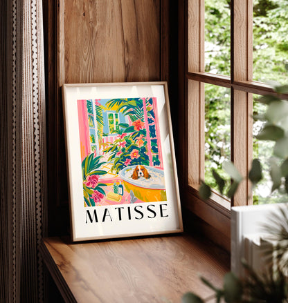Matisse Style Cavalier King Charles Spaniel Bath Art Print