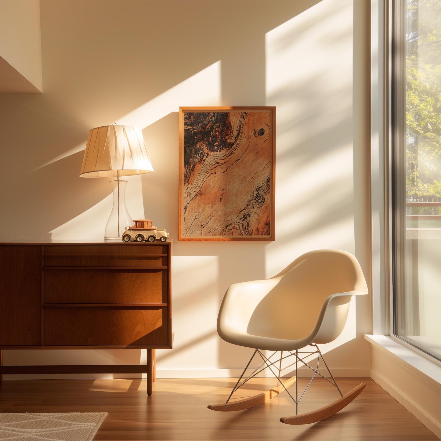 Rose Wood Wall Decor Rustic Boho Style Print Luxury Antique Wooden Style Living Room Wall Art Mid Century Modern Minimalist Simplistic Art