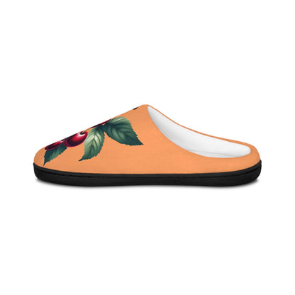Women'sSlippers Cherry-Designed Cozy Houseslippers Orangebackground IndoorSlippers Fruit Cherry Slippers Cherry Lovers Gift Fruit Slippers