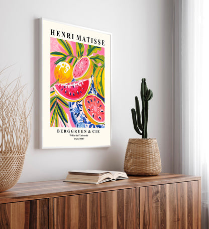 Matisse Watermelon Art Print: Mid-Century Modern Pink Decor