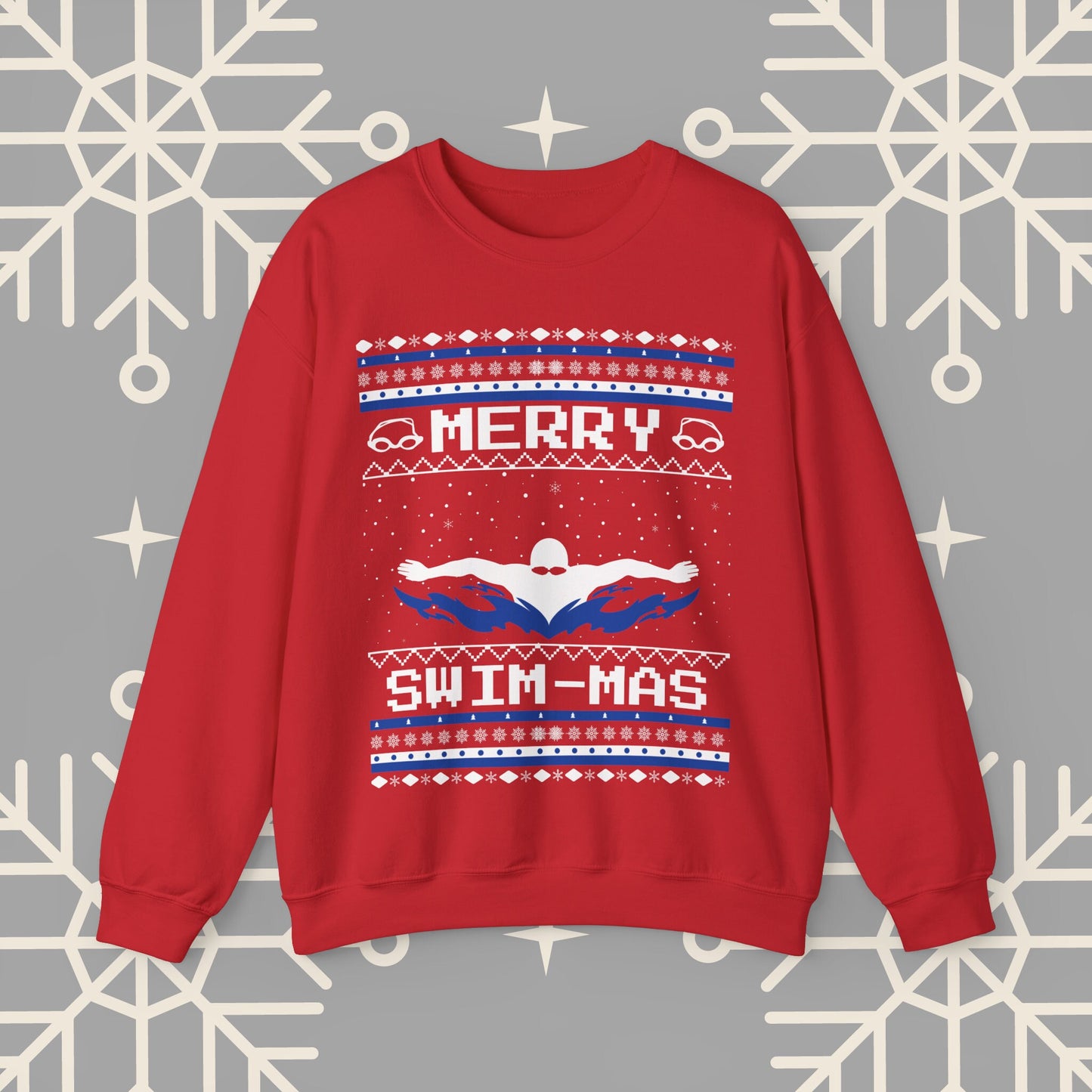 Merry Swim-mas Ugly Christmas , Swimming Christmas Sweatshirt, Funny Christmas Jumper, Gift for Swimmer, Swim Shirt for Men