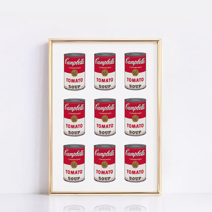Andy Warhol Tomato Soup pop art poster, Andy Warhol Tomato Soup Print, Campbell Soup Poster, Kitchen wall decor