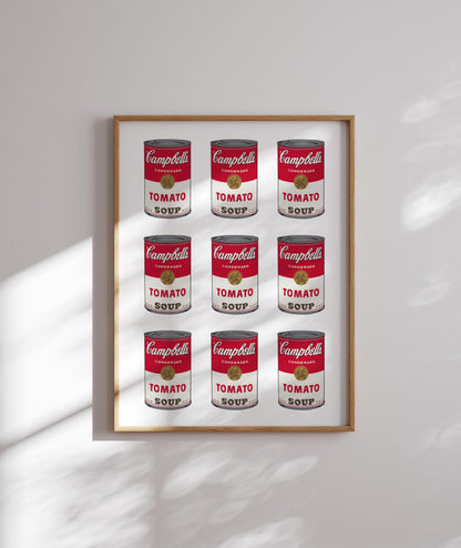 Andy Warhol Tomato Soup pop art poster, Andy Warhol Tomato Soup Print, Campbell Soup Poster, Kitchen wall decor