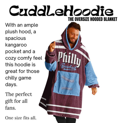 Philly Baseball Retro Maroon Cuddle Hoodie Blanket