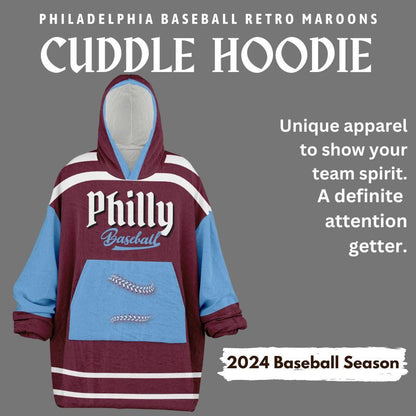 Philly Baseball Retro Maroon Cuddle Hoodie Blanket