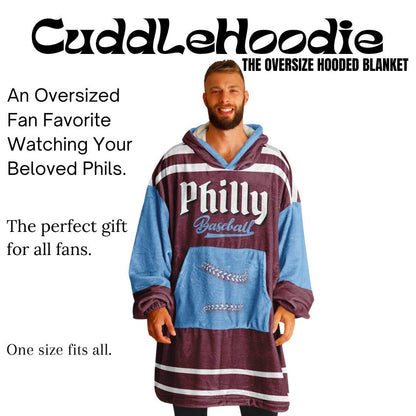 Philly Baseball Retro Maroon Cuddle Hoodie Blanket