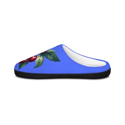 Women'sSlippers CornflowerBlue IndoorSlippers w/ Fruitful Cherry Design Cozy HouseShoes for Homely Comfort Fruit Cherry Slippers Giftfor Her