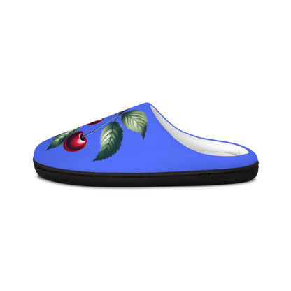 Women'sSlippers CornflowerBlue IndoorSlippers w/ Fruitful Cherry Design Cozy HouseShoes for Homely Comfort Fruit Cherry Slippers Giftfor Her