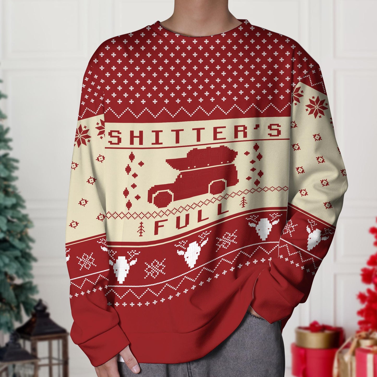 Funny Christmas Vacation Shitter's Full Ugly Christmas Sweater Red, Ugly Christmas Sweater, Ugly Sweater, Gifts for Her Him Xmas Gifts