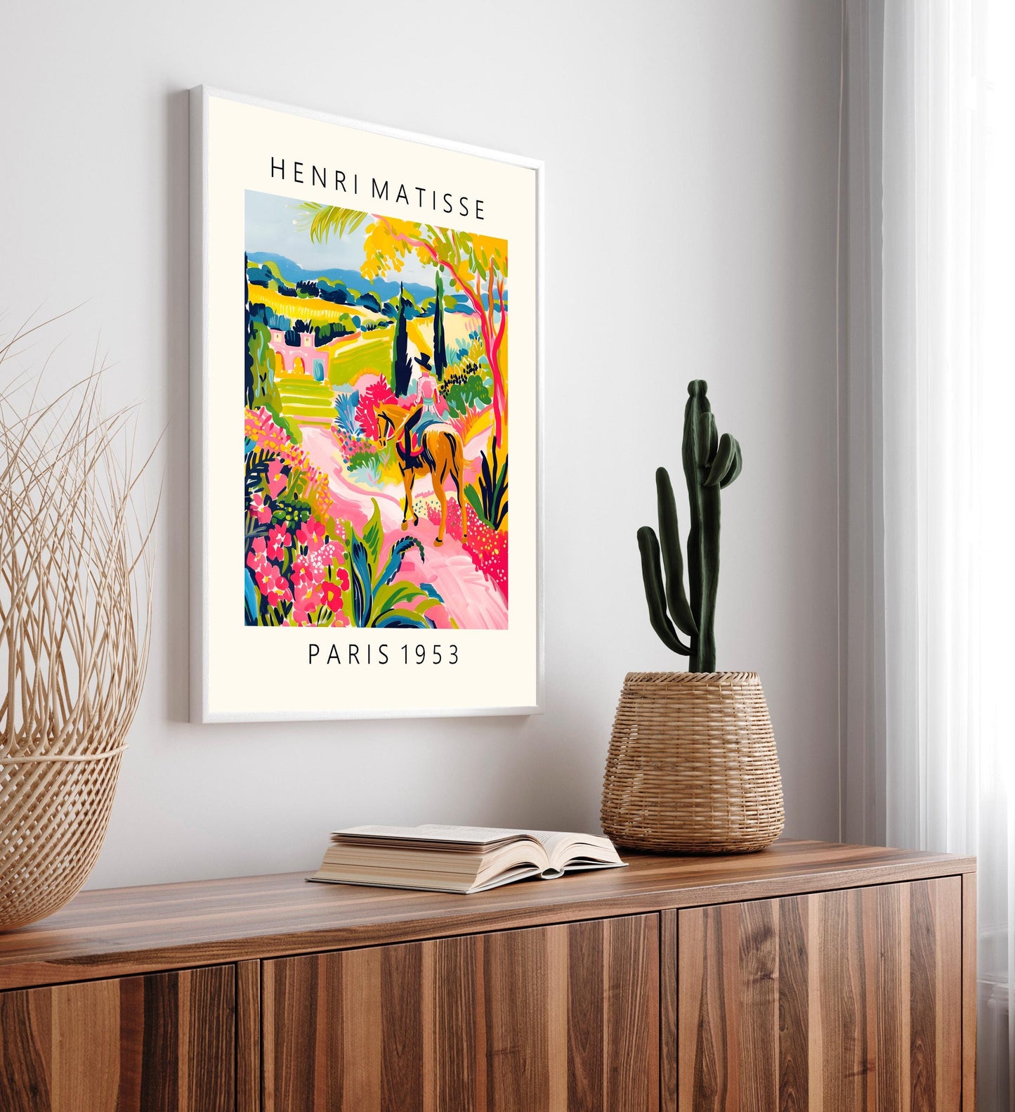 Horse riding poster, Mid century modern print, Maximalist wall art, Matisse style dopamine decor