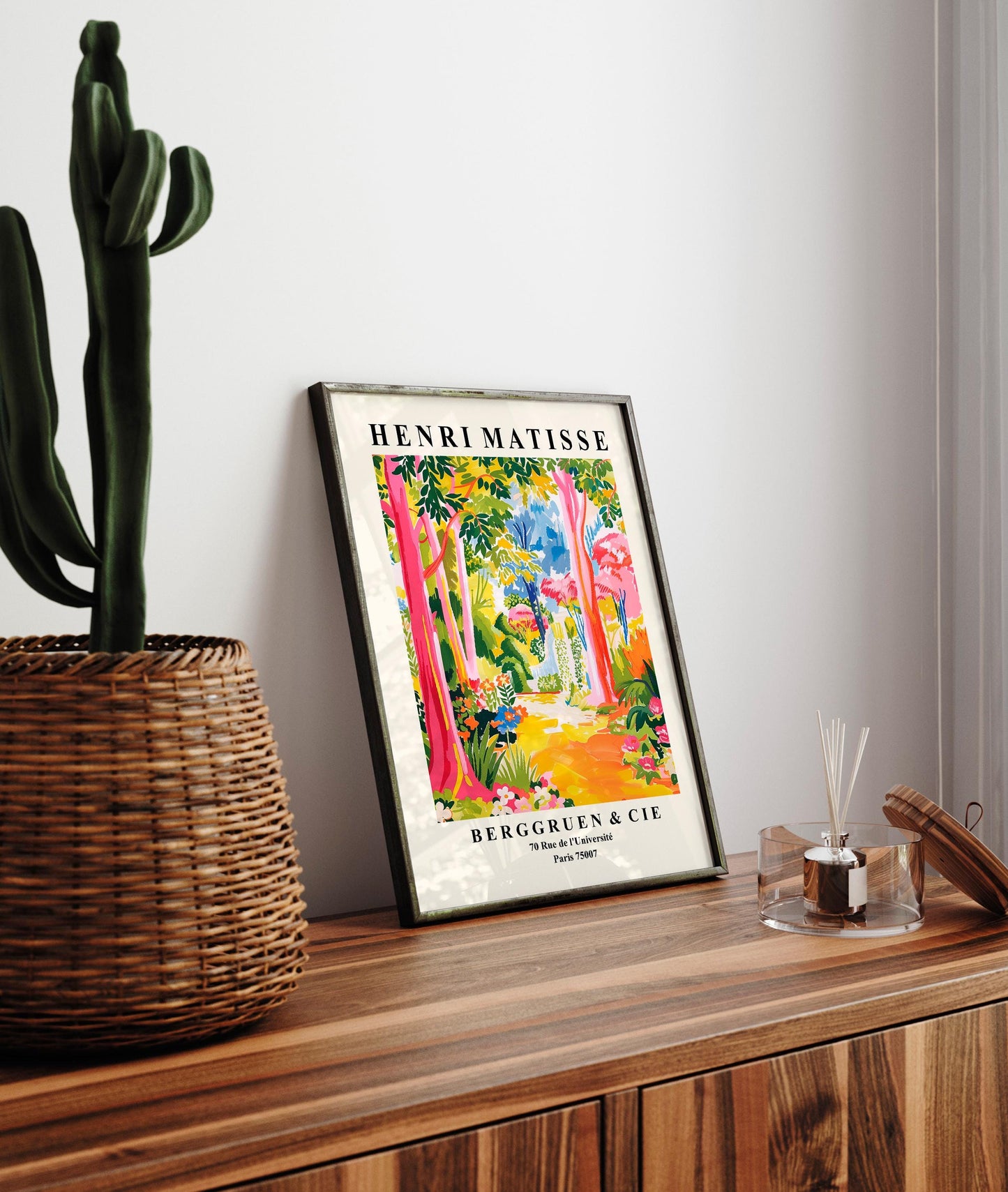 Matisse Style Tropical Forest Art Print: Pink Maximalist Decor