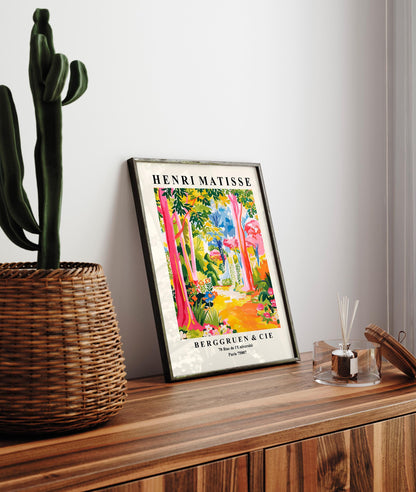 Matisse Style Tropical Forest Art Print: Pink Maximalist Decor