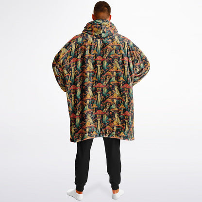 Psychedelic Trippy  Magic Mushrooms Reversible Snug Hoodie, Pullover Hood Blanket Sleeves, Lounge Wear,Fun Christmas Gifts, Festival Clothes