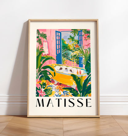 Rats in Bathtub Art Print: Matisse Style Tropical Bathroom Decor