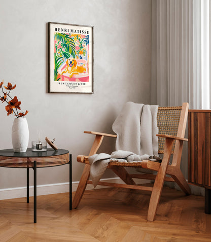 Golden Retriever in Bath Matisse Print: Funny Dog Bathroom Wall Art