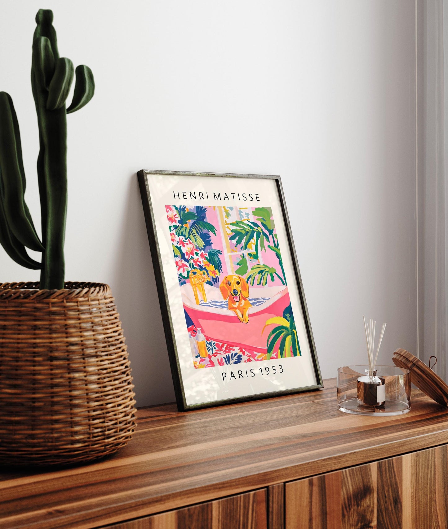 Matisse Dachshund Art Print: Funny Bathroom Decor