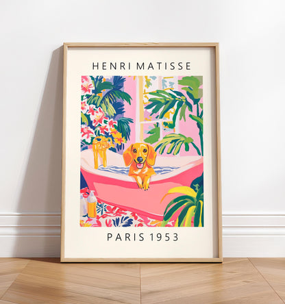 Matisse Dachshund Art Print: Funny Bathroom Decor