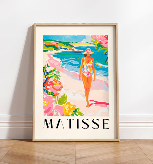 Henri Matisse Art Print: Woman on Beach, Pink Summer Decor