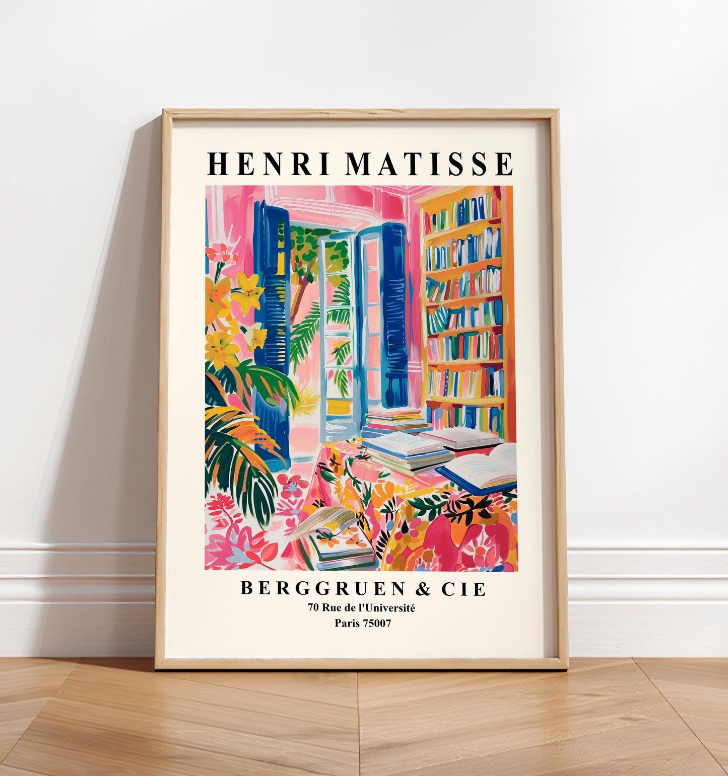 Henri Matisse library poster, Bookish art print, Aesthetic wall art, Book lover gift, Mid century print