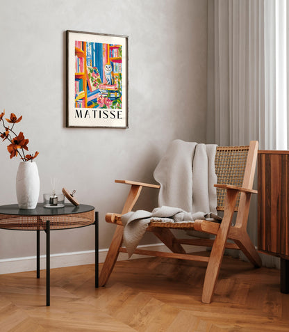 Barn Owl Print: Bookish Library, Pink Matisse Style Art