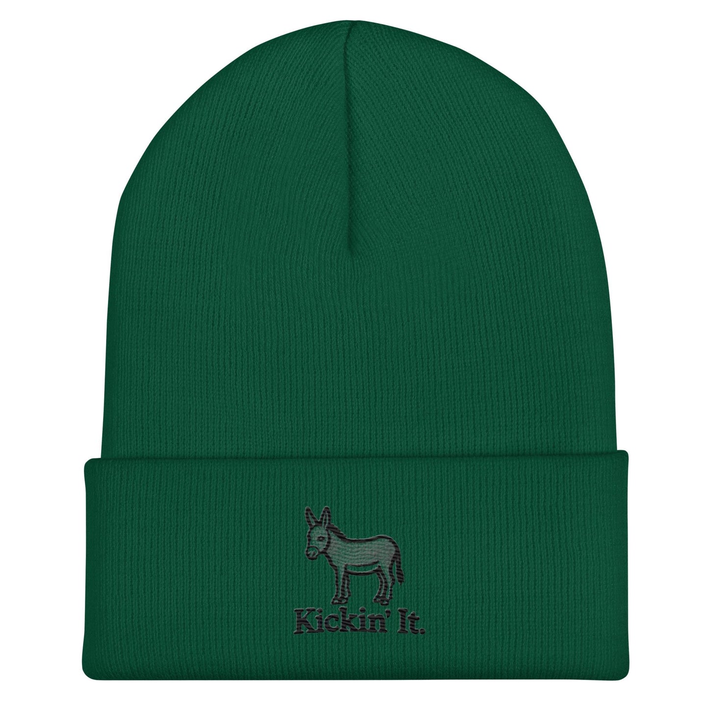 Embroidered "Kicken It" Cuffed Beanie Funny Humor Hat Wildlife Camping Hiking