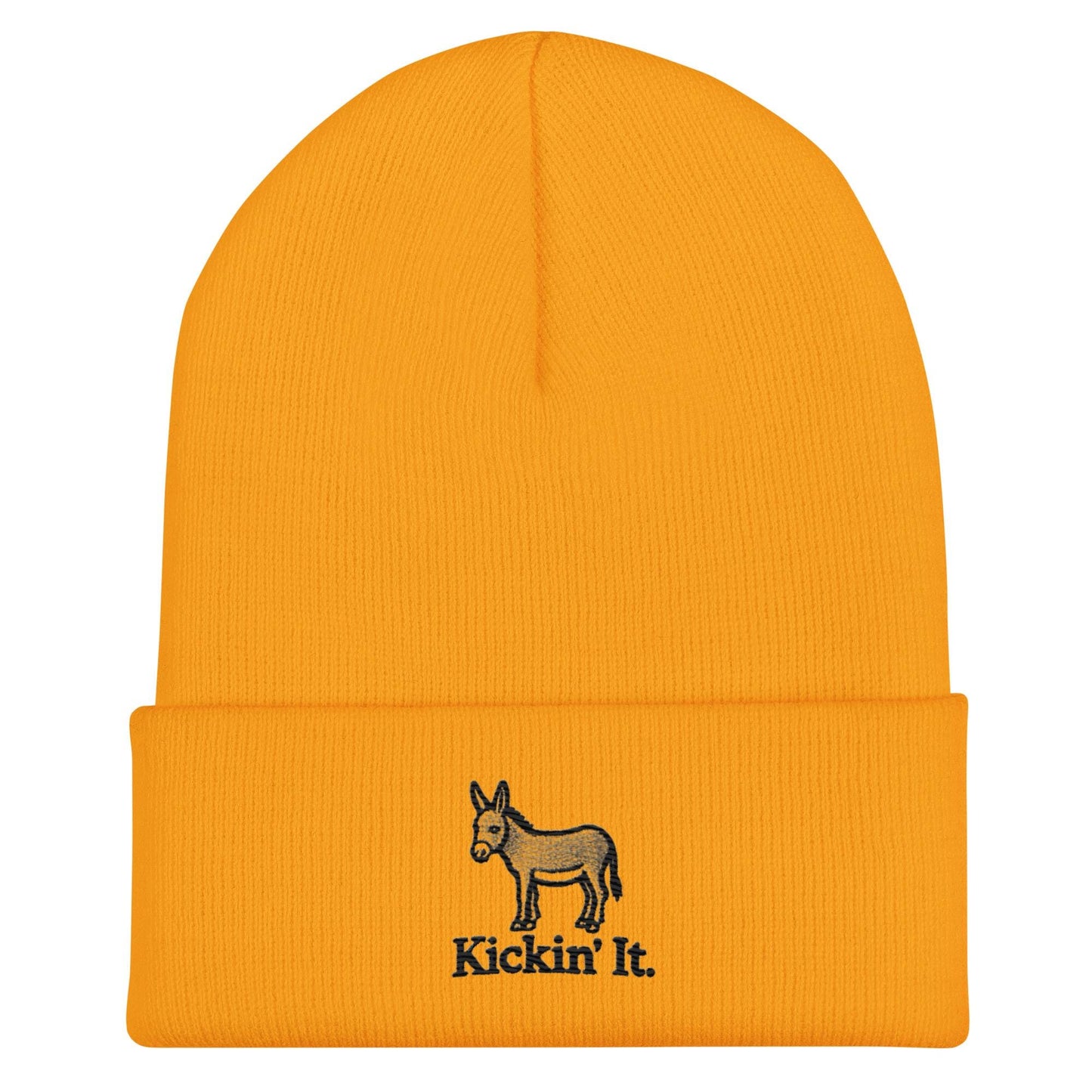 Embroidered "Kicken It" Cuffed Beanie Funny Humor Hat Wildlife Camping Hiking