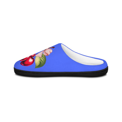 Blue Coquette PinkBow Women'sSlippers DarkRed Cherries and LightPink Bow - Cute and Cozy Footwear for Everyday Comfort Fruit Cherry Slippers