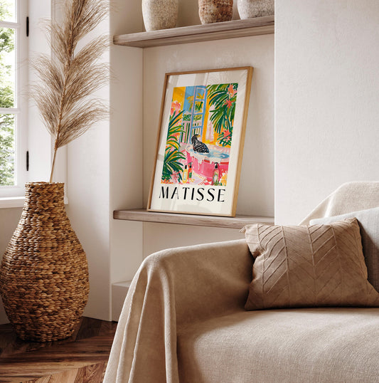 Eagle in Bathtub Art Print: Pink Maximalist Bathroom Wall Decor