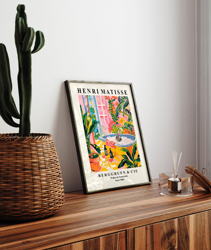 Bunny in Bathtub Art Print: Matisse Style Bathroom Decor
