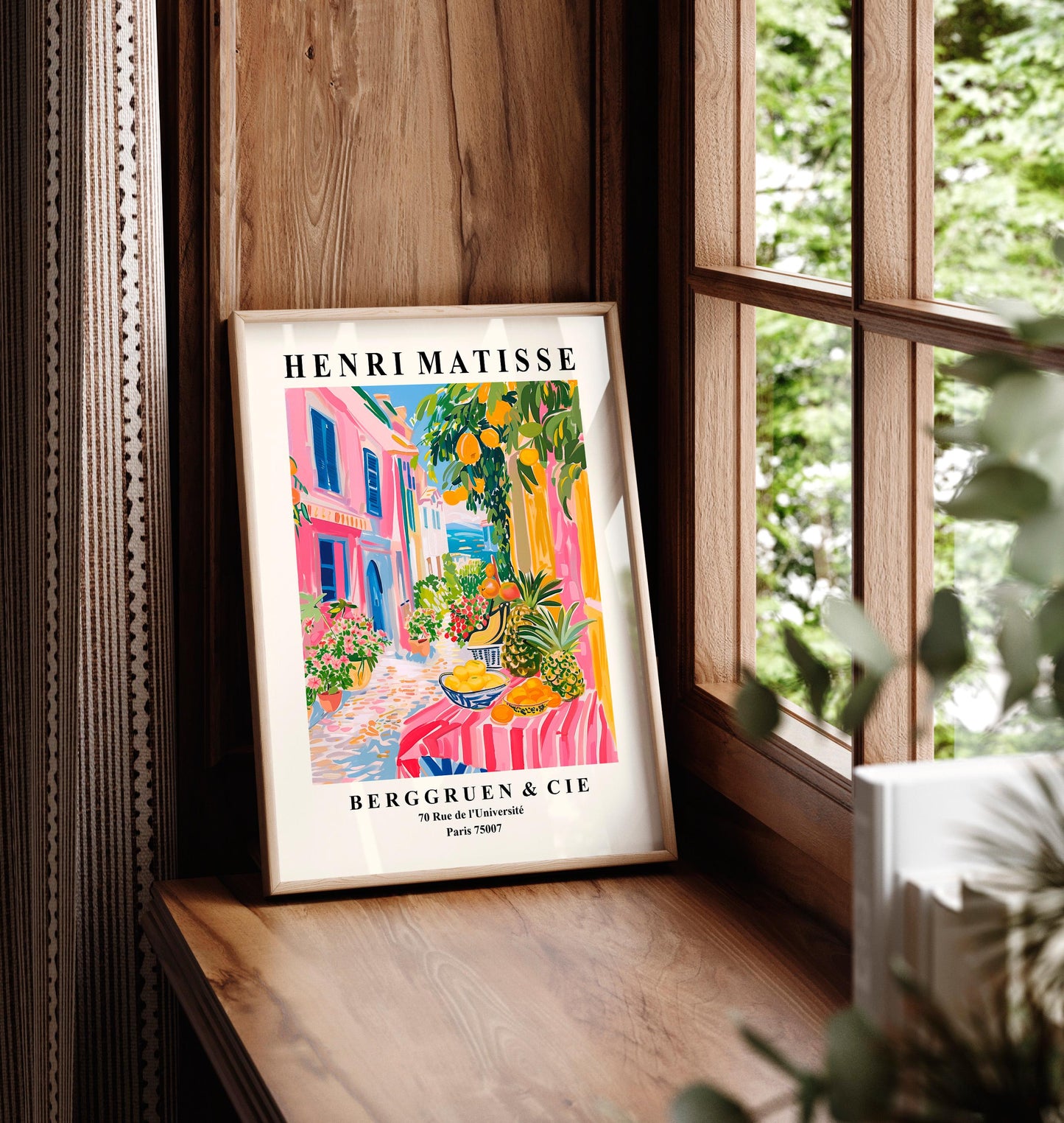 Mid century fruit market wall art, Henri Matisse print, Maximalist poster, Pink dopamine decor