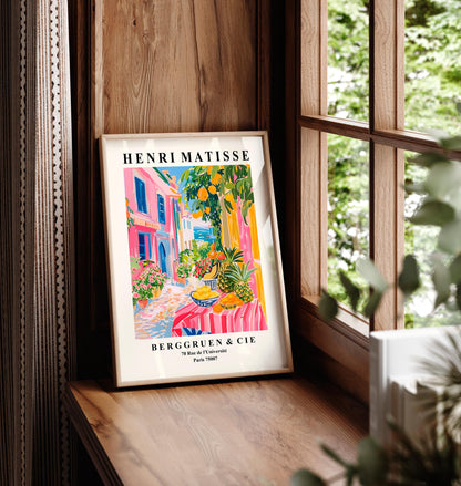Mid century fruit market wall art, Henri Matisse print, Maximalist poster, Pink dopamine decor
