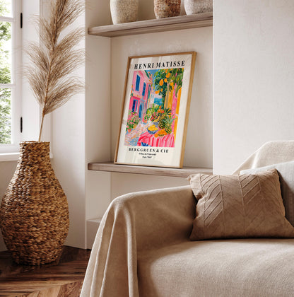 Mid century fruit market wall art, Henri Matisse print, Maximalist poster, Pink dopamine decor